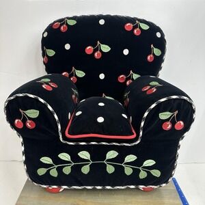 Great! Mary Engelbreit Black Cherries Black Velvet Doll Chaise Sofa Chair 16"